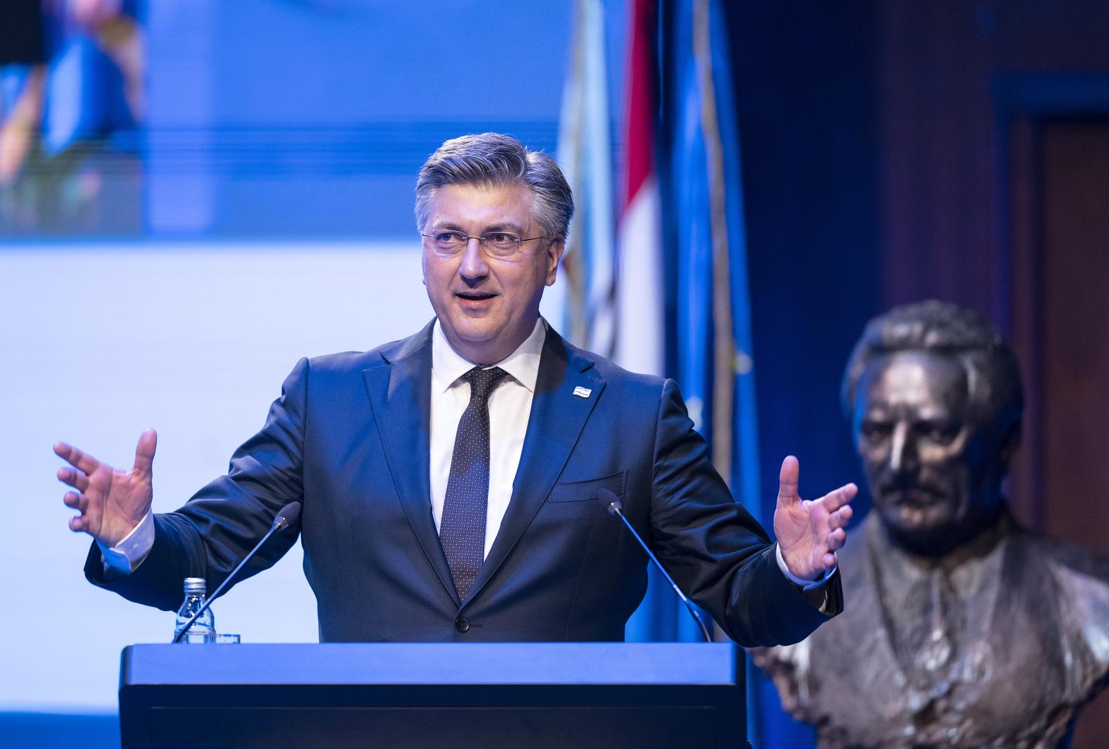 16.03.2024., Zagreb - U koncertnoj dvorani Vatroslav Lisinki odrzan je 20. Opci sabor stranke HDZ. Govor Andreja Plenkovica Photo: Igor Soban/PIXSELL