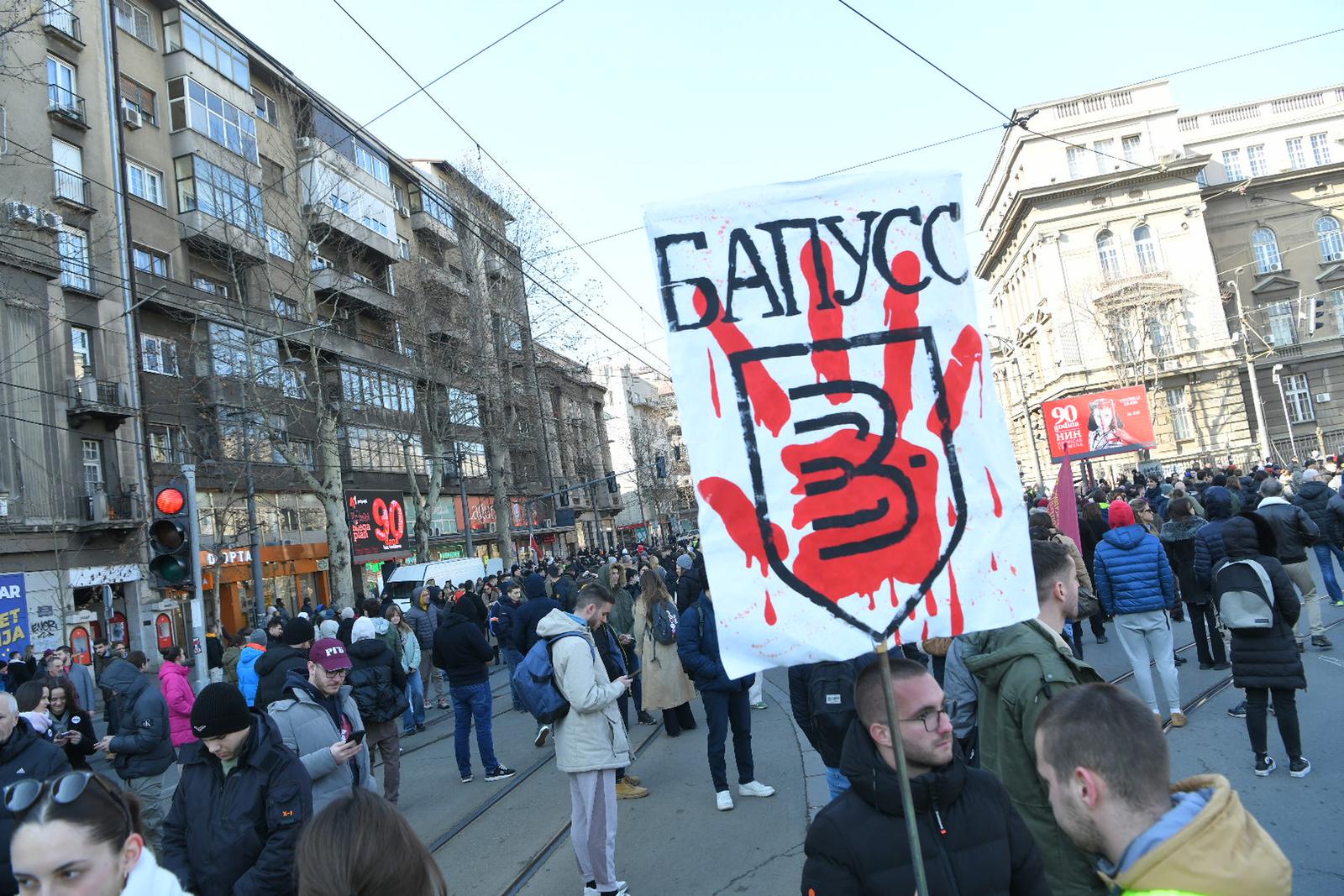 19, February, 2025, Beograd - U 11.52 odrzana je studentska blokada saobracaja kod Tehnickih fakulteta kao deo akcije "Zastani, Srbijo". Photo: M. M. A./ATAImages

19, februar, 2025, Beograd - U 11.52 odrzana je studentska blokada saobracaja kod Tehnickih fakulteta kao deo akcije "Zastani, Srbijo". .  Photo: M. M. A./ATAImages Photo: M. M./ATAImages/PIXSELL