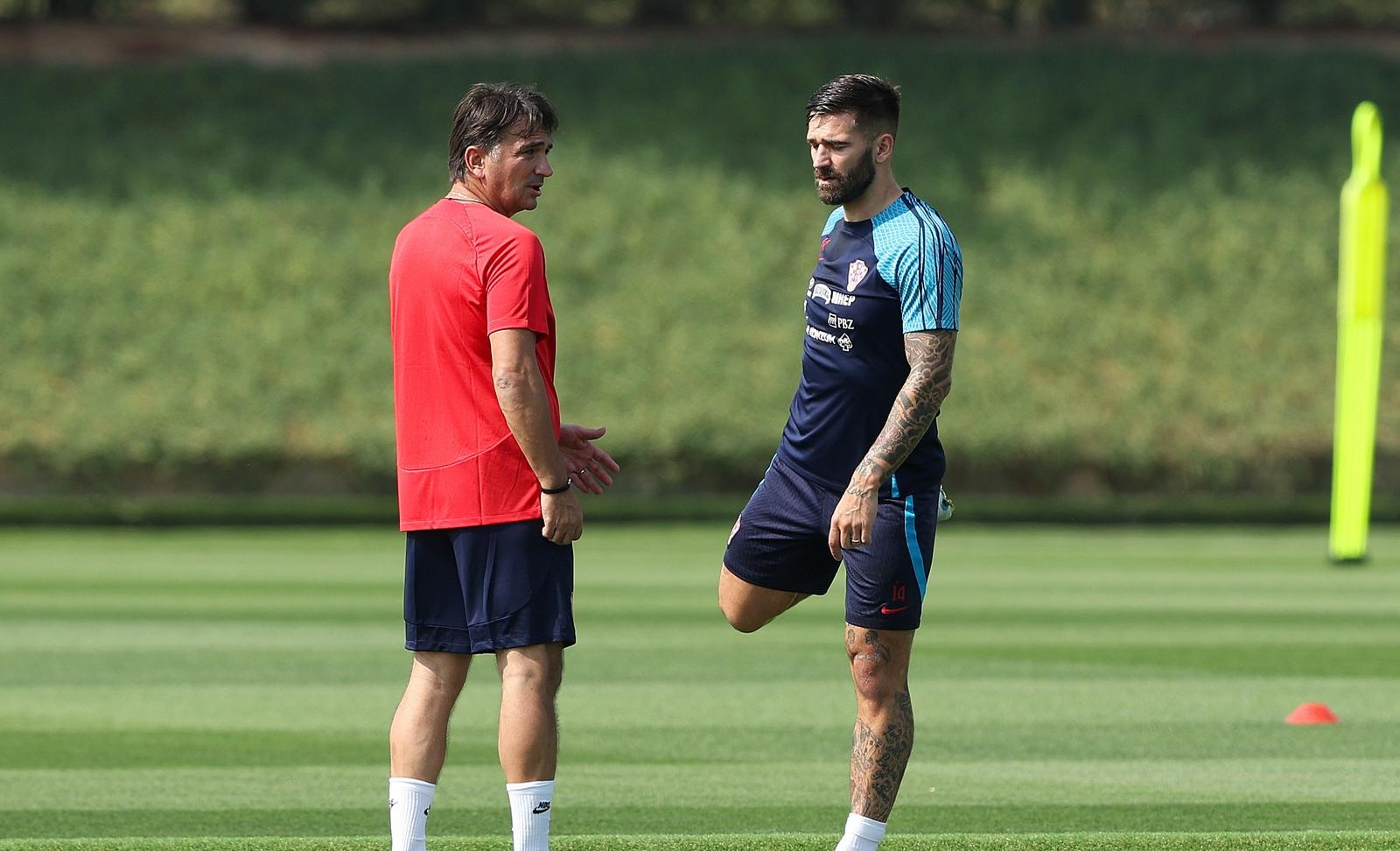 19.11.2022., Doha, Katar - Trening Hrvatske nogometne reprezentacije na trening kampu Al Ersal 3 u Dohi na SP u Kataru. Izbornik Hrvatske Zlatko Dalic, Marko Livaja. Photo: Goran Stanzl/PIXSELL