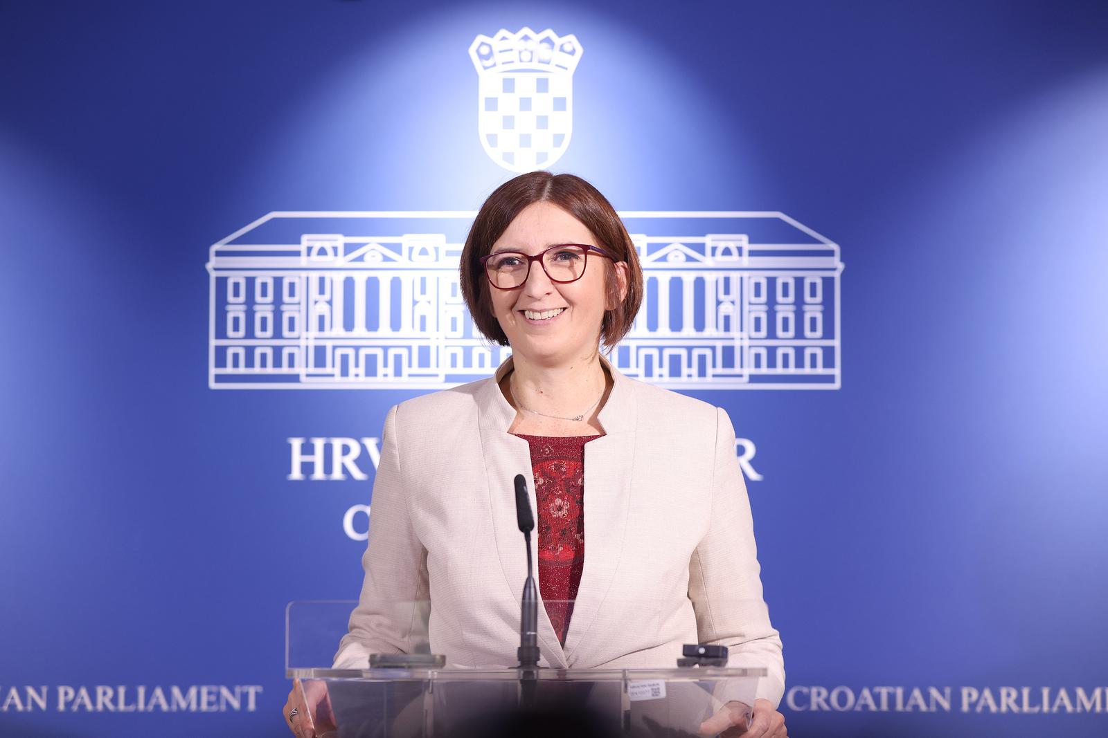 21.01.2025., Zagreb - Na konferenciji za medije odrzanoj u Saboru o aktualnim temama govorila je  Marijana Puljak. Photo: Patrik Macek/PIXSELL