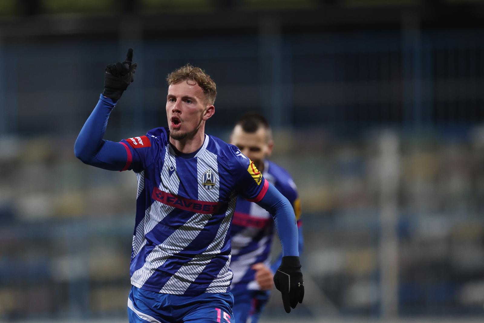 21.02.2025., stadion u Kranjcevicevoj ulici, Zagreb - SuperSport HNL, 23. kolo, NK Lokomotiva - NK Varazdin. Slavlje nogometasa Lokmotive nakon pogotka Arta Smakaja za vodstvo 1:0. Art Smakaj Photo: Slavko Midzor/PIXSELL