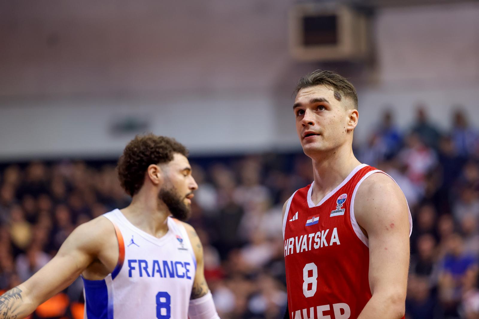 21.02.2025., Zadar - Dvorana Jazine - Kvalifikacije za EuroBasket 2025: Hrvatska - Francuska Photo: Sime Zelic/PIXSELL