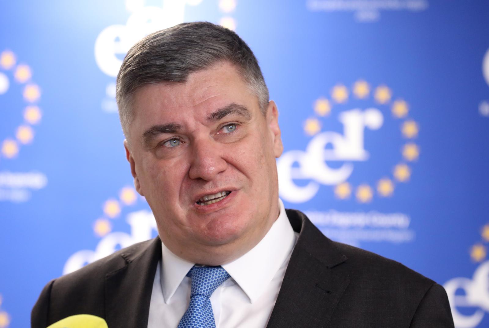 22.01.2025., Zabok - Predsjednik RH Zoran Milanovic dao je izjavu medijima nakon zavrsetka Regionalnog investicijskog summita Zagorje 2025.  Photo: Robert Anic/PIXSELL