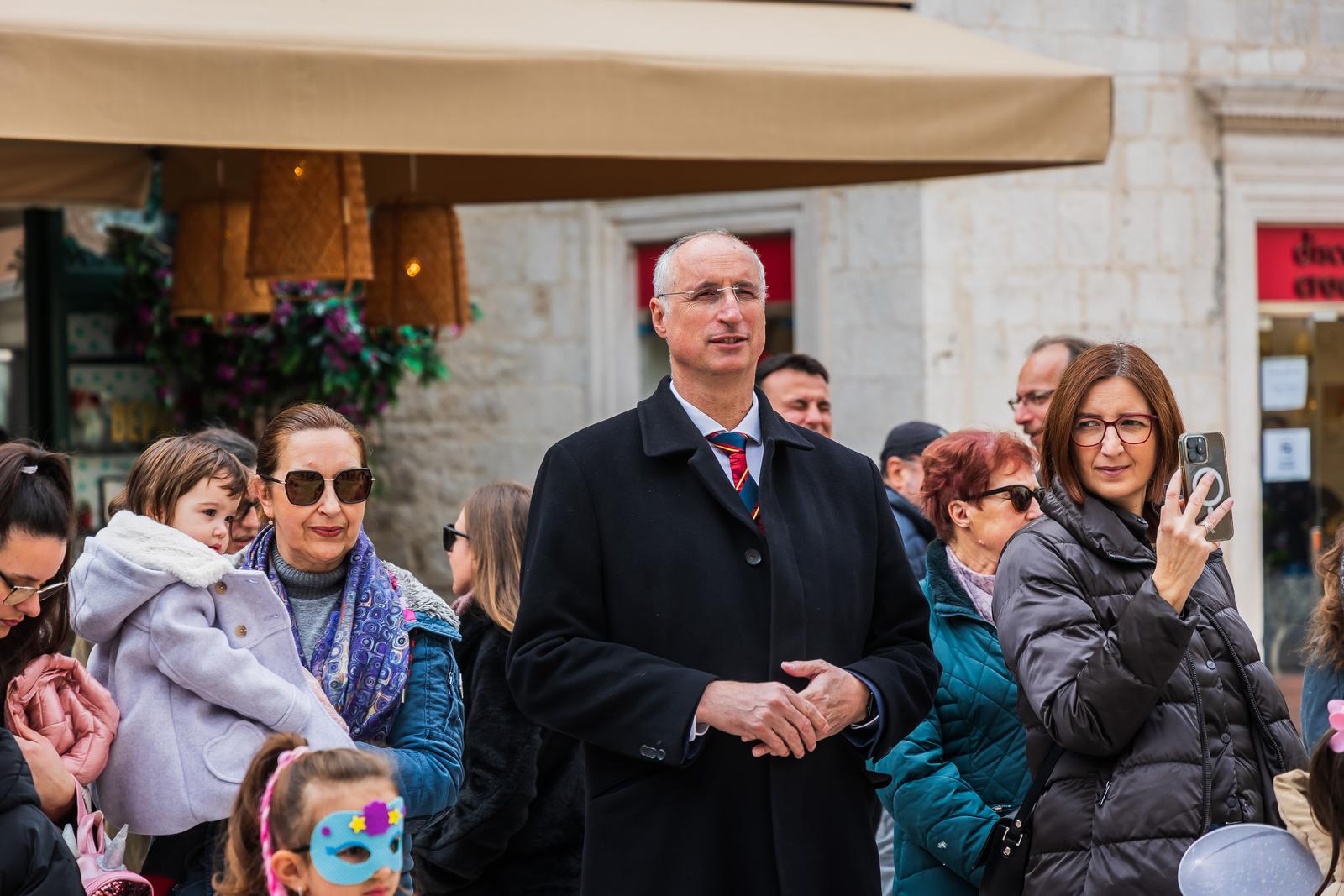 22.02.2025., Split - Od gradonacelnika Ivice Puljka kljuceve grada su preuzeli Mestrovica i Mestar cime je sluzbeno proglasena vladavina maskara u Splitu. Photo: Zvonimir Barisin/PIXSELL