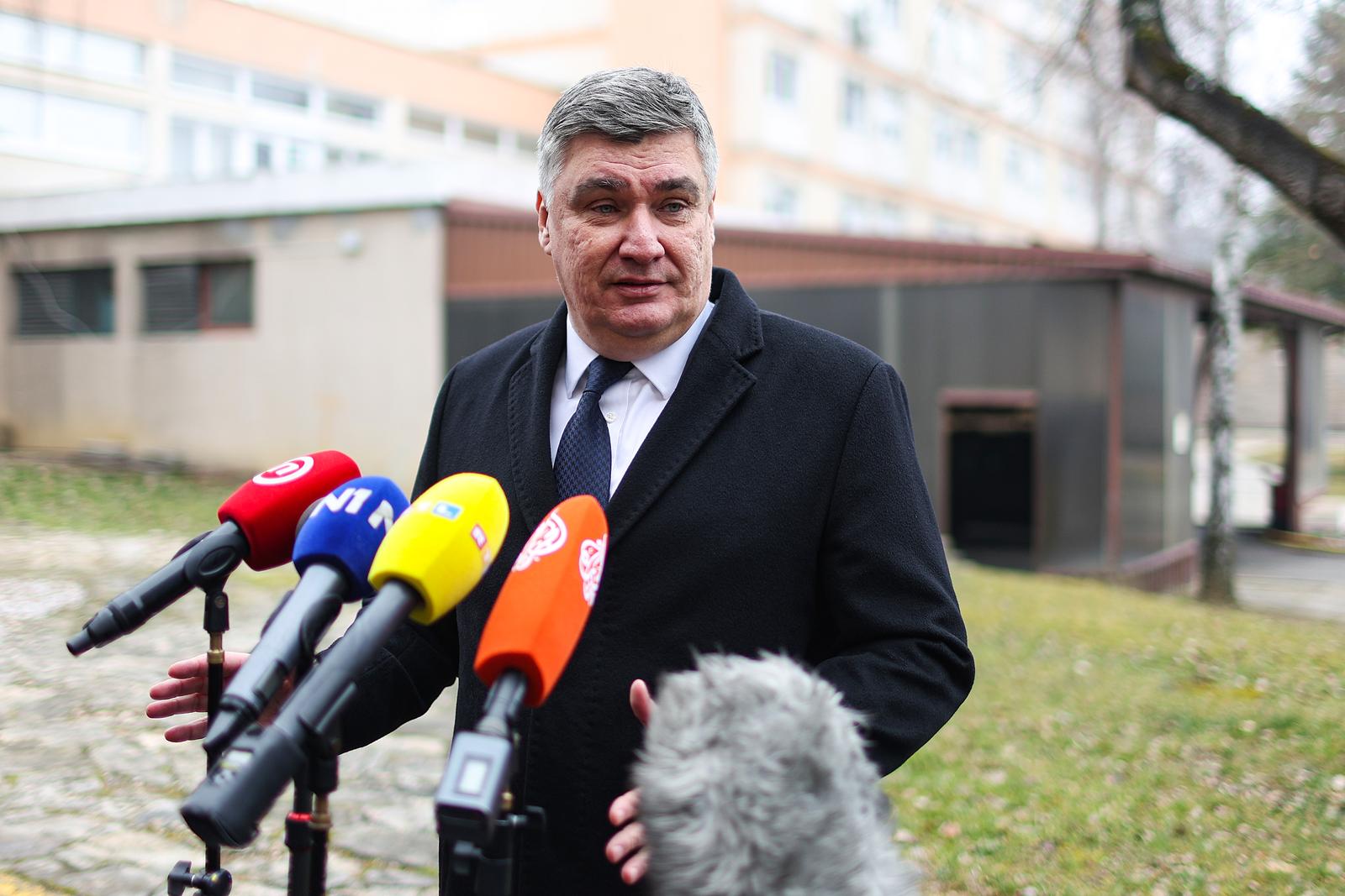 25.02.2025., Zagreb - Obiljezavanje 25. obljetnice ustrojavanja Pocasno-zastitne bojne u vojarni 1. hrvatski gardijski zbor na Tuskancu. Tim povodom urucene su nagrade i pohvale pripadnicima Pocasno-zastitne bojne te beretke novim pripadnicima bojne. Predsjednik RH i vrhovni zapovjednik Oruzanih snaga Republike Hrvatske Zoran Milanovic dao je izjavu medijima. Photo: Goran Stanzl/PIXSELL
