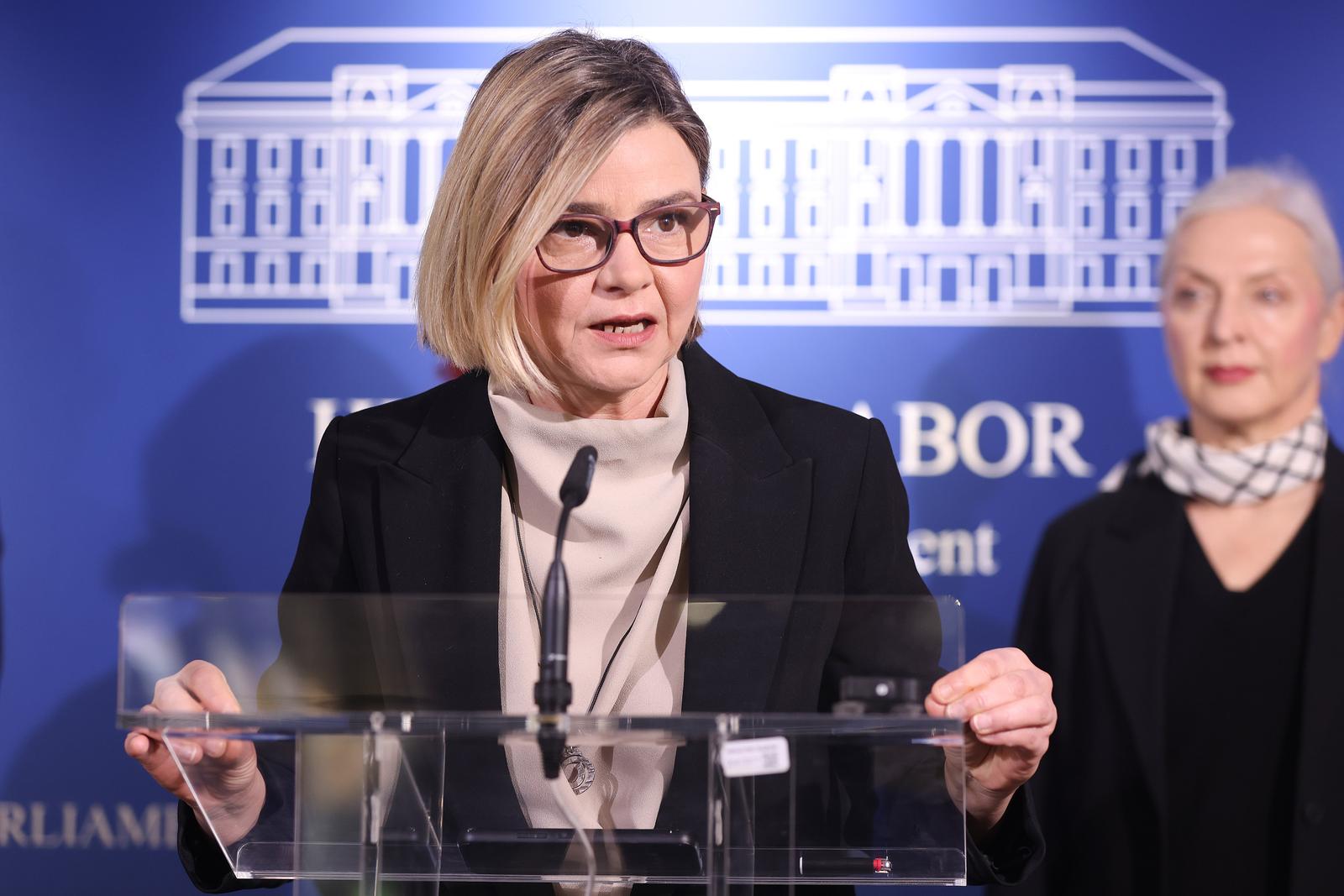 30.01.2025., Zagreb - Na konferenciji za medije odrzanoj u Saboru o inflaciji i mjerama Vlade govorila je  Sandra Bencic. Photo: Patrik Macek/PIXSELL