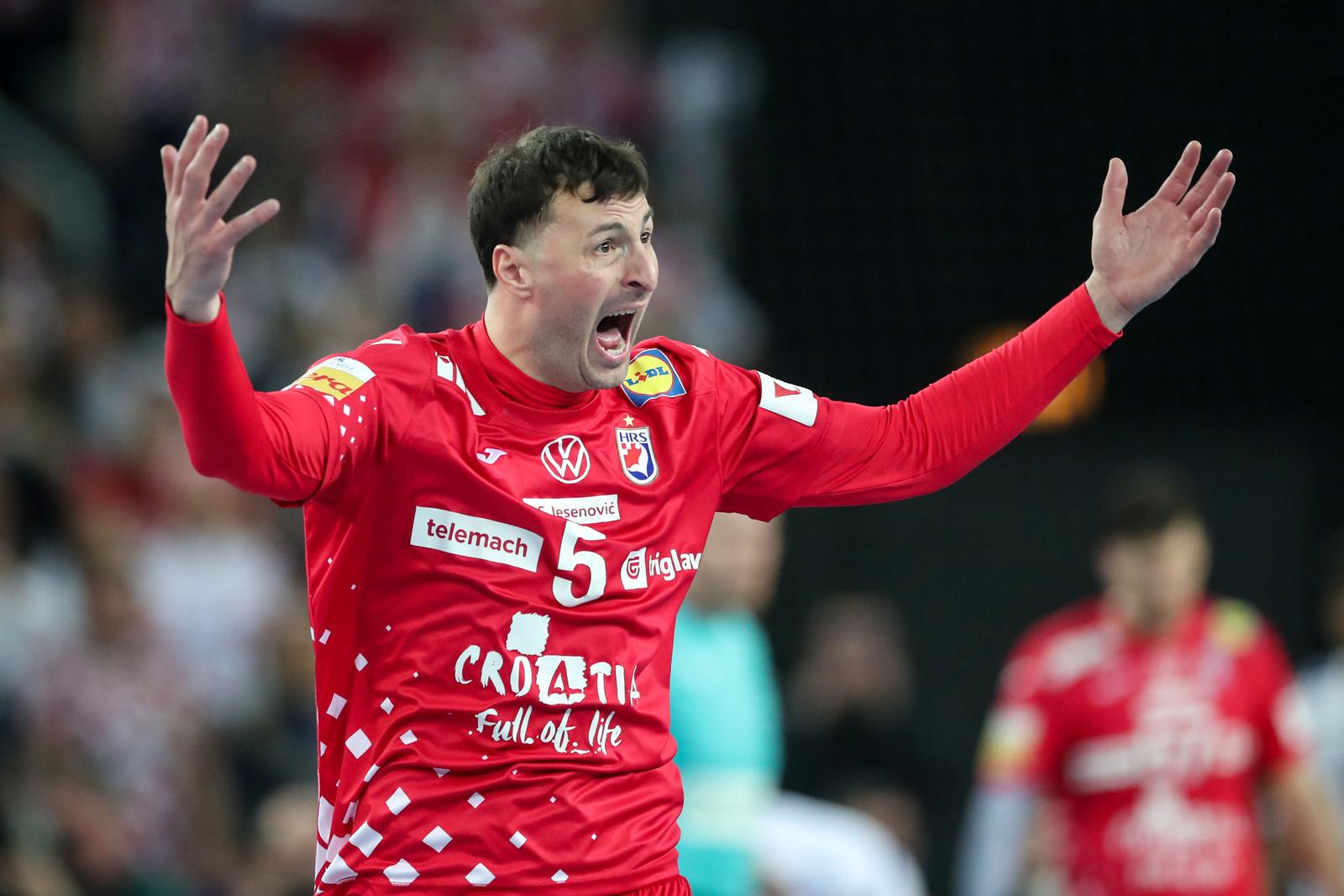 30.01.2025., Arena Zagreb, Zagreb - IHF Svjetsko rukometno prvenstvo 2025., polufinale, Francuska - Hrvatska. Domagoj Duvnjak. Photo: Sanjin Strukic/PIXSELL