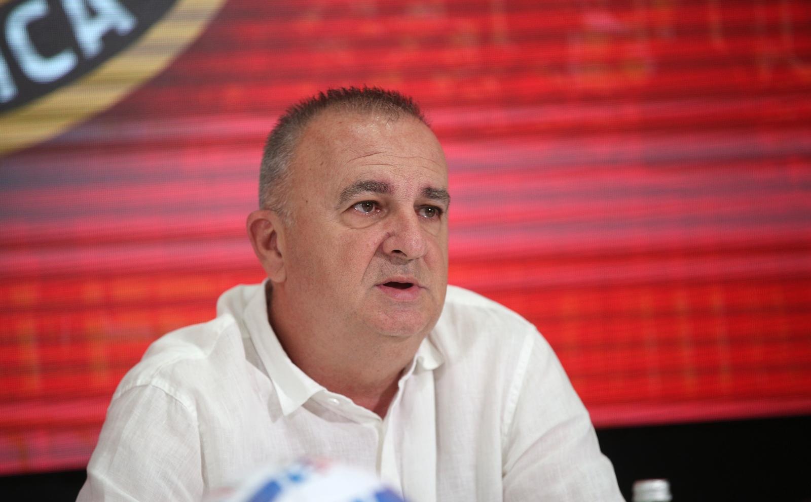 31.07.2024.,Zagreb - Uoci pocetka HNL-a u HNK Gorica odrzana je konferencija za medije na kojoj su sudjelovali predsjednik kluba Nenad Crnko, trener Rajko Vidovic i kapetan momcadi Jurica Prsir Photo: Zeljko Hladika/PIXSELL