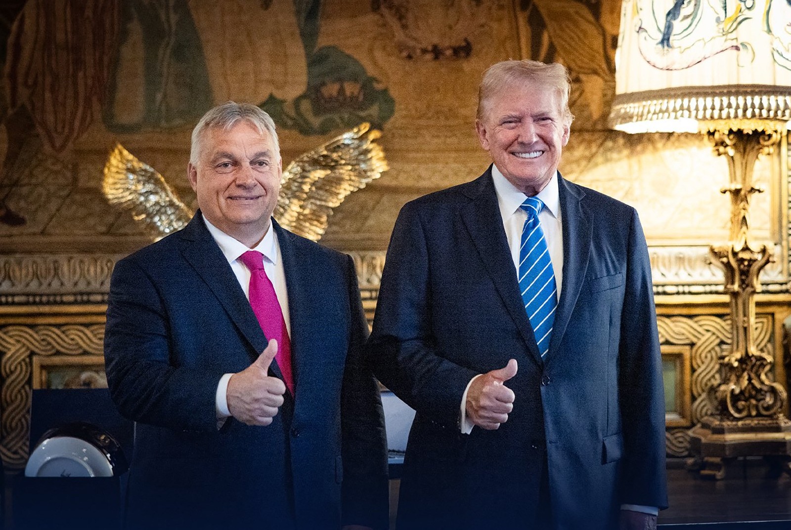 This handout from the social media platform X (formerly Twitter) account of Hungary's Prime Minister Viktor Orban @PM_ViktorOrban posted on July 11, 2024 shows Orban (L) posing with former US president Donald Trump at Trump's estate in Mar-a-Lago in Palm Beach, Florida. Hungary's nationalist Prime Minister Viktor Orban jetted off to Florida on July 11 to meet with former US president Donald Trump after the end of the NATO summit in Washington.,Image: 889181715, License: Rights-managed, Restrictions: -----EDITORS NOTE --- RESTRICTED TO EDITORIAL USE - MANDATORY CREDIT "AFP PHOTO / X ACCOUNT OF HUNGARY'S PRIME MINISTER VIKTOR ORBAN @PM_ViktorOrban" - NO MARKETING - NO ADVERTISING CAMPAIGNS - DISTRIBUTED AS A SERVICE TO CLIENTS, ***
HANDOUT image or SOCIAL MEDIA IMAGE or FILMSTILL for EDITORIAL USE ONLY! * Please note: Fees charged by Profimedia are for the Profimedia's services only, and do not, nor are they intended to, convey to the user any ownership of Copyright or License in the material. Profimedia does not claim any ownership including but not limited to Copyright or License in the attached material. By publishing this material you (the user) expressly agree to indemnify and to hold Profimedia and its directors, shareholders and employees harmless from any loss, claims, damages, demands, expenses (including legal fees), or any causes of action or allegation against Profimedia arising out of or connected in any way with publication of the material. Profimedia does not claim any copyright or license in the attached materials. Any downloading fees charged by Profimedia are for Profimedia's services only. * Handling Fee Only 
***, Model Release: no, Credit line: Handout / AFP / Profimedia