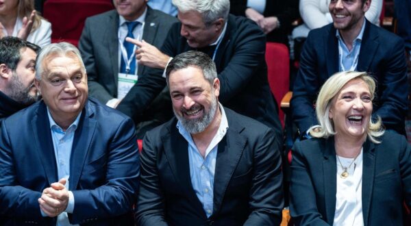 Hungarian Prime Minister Viktor Orban, Rassemblement national leader Marine Le Pen and Spanish Vox party leader Santiago Abascal presided over the European Patriots Summit in Madrid. The event brought together numerous conservative leaders from across Europe under the banner of "Make Europe Great Again". The gathering highlighted discussions on national sovereignty, traditional values, and the future of the European political landscape. Madrid, February 8, 2025.,Image: 961308211, License: Rights-managed, Restrictions: , Model Release: no, Credit line: AlterPhotos/ABACA / Abaca Press / Profimedia