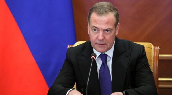 epa11793862 Russian Security Council Deputy Chairman Dmitry Medvedev chairs a meeting focusing on improving the state migration policy at the Gorki state residence outside Moscow, Russia, 26 December 2024.  EPA/EKATERINA SHTUKINA/ SPUTNIK / GOVERNMENT PRESS SERVICE / POOL MANDATORY CREDIT