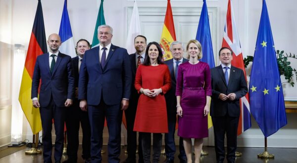 December 12, 2024, Berlin, GERMANY: (L-R) French Foreign Affairs Minister Jean-Noel Barrot, Britain's Minister of State for Europe, North America and Overseas Territories Stephen Doughty, Ukrainian Foreign Minister Andrij Sybiha, Poland Foreign Affairs Minister Radoslaw Sikorski, German Foreign Minister Annalena Baerbock, Italian Foreign Minister and Deputy Prime Minister Antonio Tajani, High Representative for Foreign Affairs and Security Policy and Vice-President of the European Commission  Kaja Kallas and Spanish Foreign Minister J?osé Manuel Albares Bueno during a Foreign Ministerial Meeting at Villa Borsig, Berlin, Germany, 12 December 2024.  ANSA/FABIO FRUSTACI,Image: 945941996, License: Rights-managed, Restrictions: * Italy Rights Out *, Model Release: no, Credit line: Fabio Frustaci / Zuma Press / Profimedia
