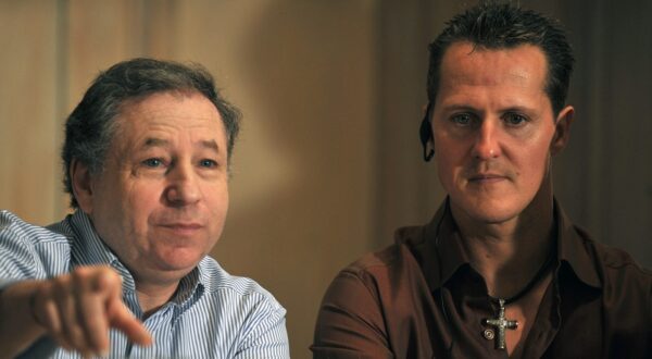 German former Formula One Ferrari driver Michael Schumacher (R) listens to Ferrari team mananger, French Jean Todt (L), during a ceremony to award national prizes to car drivers on January 16, 2009 at a hotel in Escazu, west of San Jose. Schumacher is in Costa Rica as Foundation of the International Automobile Federation (FIA)'s ambassador to promote a cycle path and road safety and to donate one million dollars for projects.,Image: 29049331, License: Rights-managed, Restrictions: , Model Release: no, Credit line: YURI CORTEZ / AFP / Profimedia