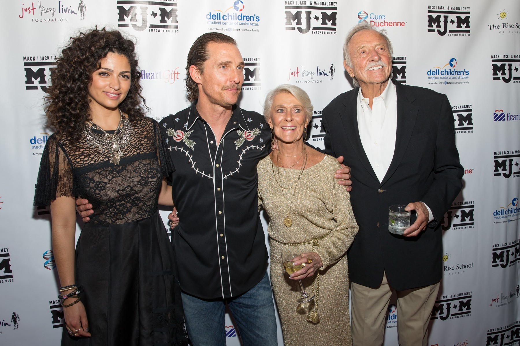 (L-R) Camila Alves, Matthew McConaughey, Kay McConaughey, and C.J. Carlig attend the 5th annual Mack, Jack & McConaughey Gala at ACL Live on April 20, 2017 in Austin, Texas. The non-profit group raises money for youth organizations.,Image: 329676193, License: Rights-managed, Restrictions: , Model Release: no, Credit line: SUZANNE CORDEIRO / AFP / Profimedia
