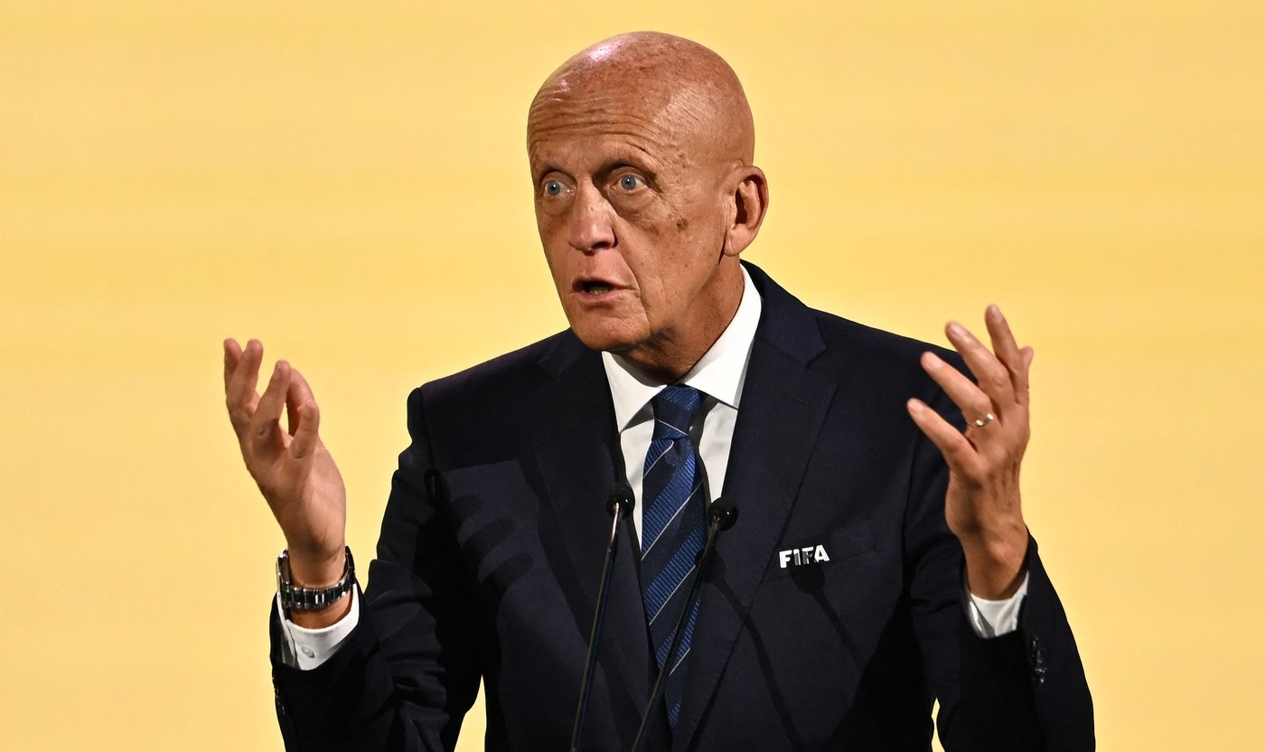 FIFA Referees Committee chairman Pierluigi Collina makes a speech during the 74th FIFA Congress in Bangkok on May 17, 2024. The 74th FIFA Congress is taking place in Bangkok with member associations voting on a range of issues including confirmation of the host nation or nations for the 2027 women's football World Cup.,Image: 873760167, License: Rights-managed, Restrictions: , Model Release: no, Credit line: Manan VATSYAYANA / AFP / Profimedia