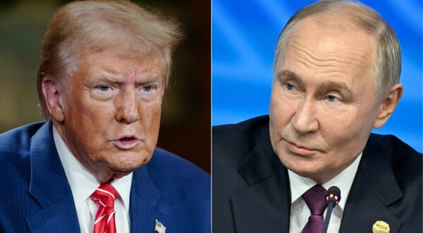 (FILES) (COMBO) This combination of pictures created on November 7, 2024 shows former US President and Republican presidential candidate Donald Trump (L) in Cumming, Georgia, on October 15, 2024, and Russia's President Vladimir Putin (R) in Kazan on October 24, 2024.
 US President Donald Trump stepped up the pressure on Russian counterpart Vladimir Putin to make a peace deal with Ukraine, threatening tougher economic measures if Moscow does not agree to end the war. Trump's warning in a Truth Social post on January 22, 2025, came as the Republican seeks a quick solution to a grinding conflict that he had promised to end before even starting his second term.,Image: 956503962, License: Rights-managed, Restrictions: , Model Release: no, Credit line: Alexander NEMENOV / AFP / Profimedia