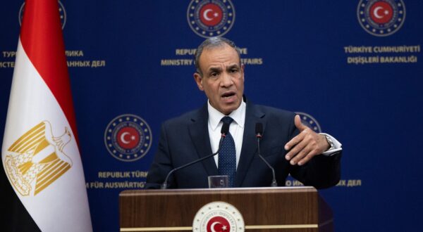 ANKARA, TURKIYE - FEBRUARY 04: Turkish Foreign Minister Hakan Fidan (not seen) and Egyptian Foreign Minister Badr Abdelatty hold a joint press conference following their meeting in Ankara, the capital of Turkiye on February 04, 2025. Murat Gok / Anadolu/ABACAPRESS.COM,Image: 960081258, License: Rights-managed, Restrictions: , Model Release: no, Credit line: AA/ABACA / Abaca Press / Profimedia