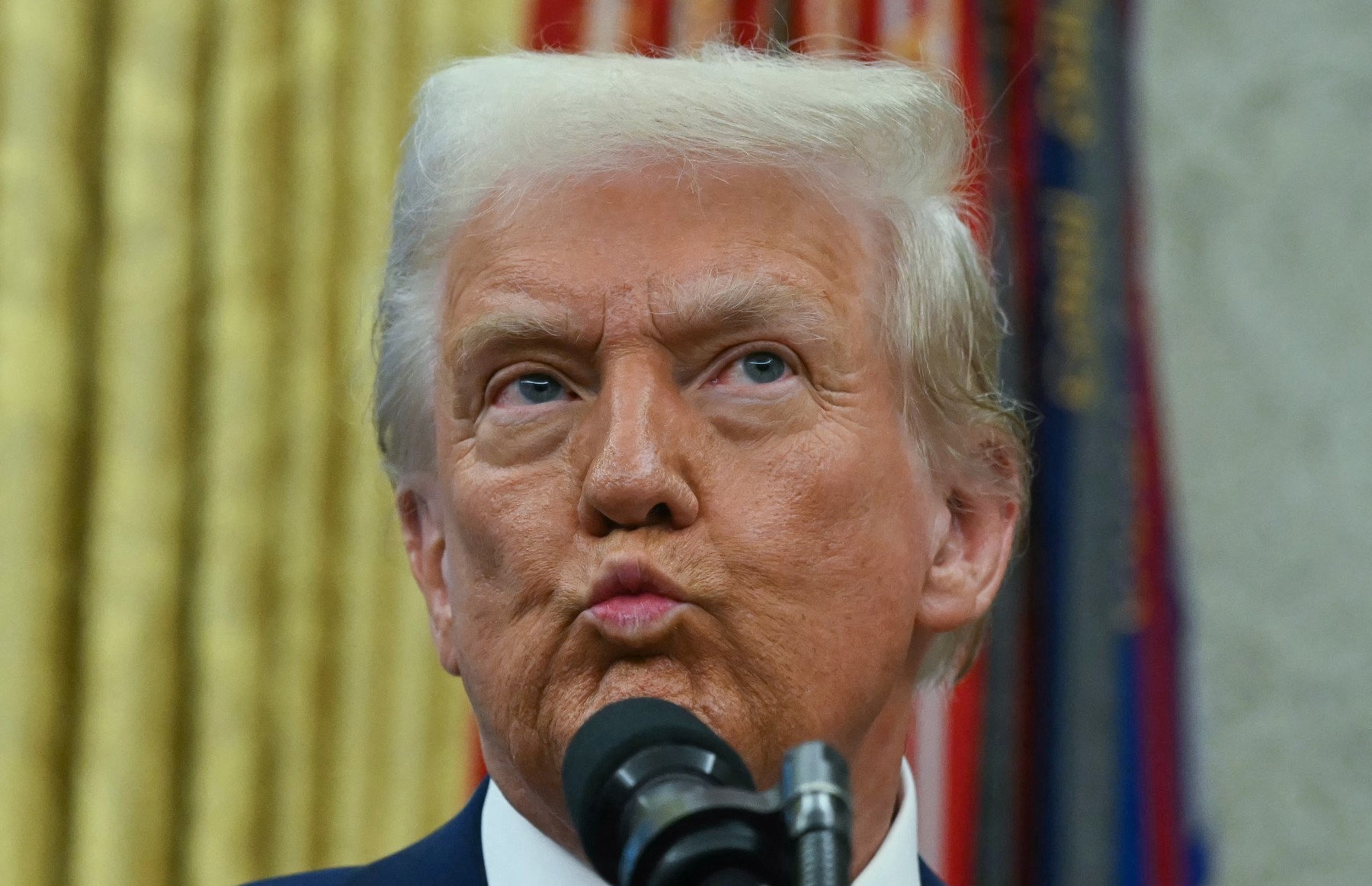 US President Donald Trump speaks after Tulsi Gabbard was sworn in as Director of National Intelligence (DNI) in the Oval Office of the White House in Washington, DC, on February 12, 2025. The Republican-controlled US Senate confirmed Tulsi Gabbard earlier as Trump's choice to lead the country's intelligence services, despite criticism over her lack of experience and past support for Russia and Syria. Gabbard -- appointed to be director of national intelligence -- has faced questions over her 2017 meeting with now-deposed Syrian leader Bashar al-Assad and her peddling of Kremlin propaganda, particularly false conspiracy theories about the Ukraine war. She is also regarded with suspicion over her views on US government surveillance and her backing for National Security Agency (NSA) leaker Edward Snowden, seen on both sides of Congress as having imperiled Americans' safety.,Image: 962914969, License: Rights-managed, Restrictions: , Model Release: no, Credit line: ANDREW CABALLERO-REYNOLDS / AFP / Profimedia