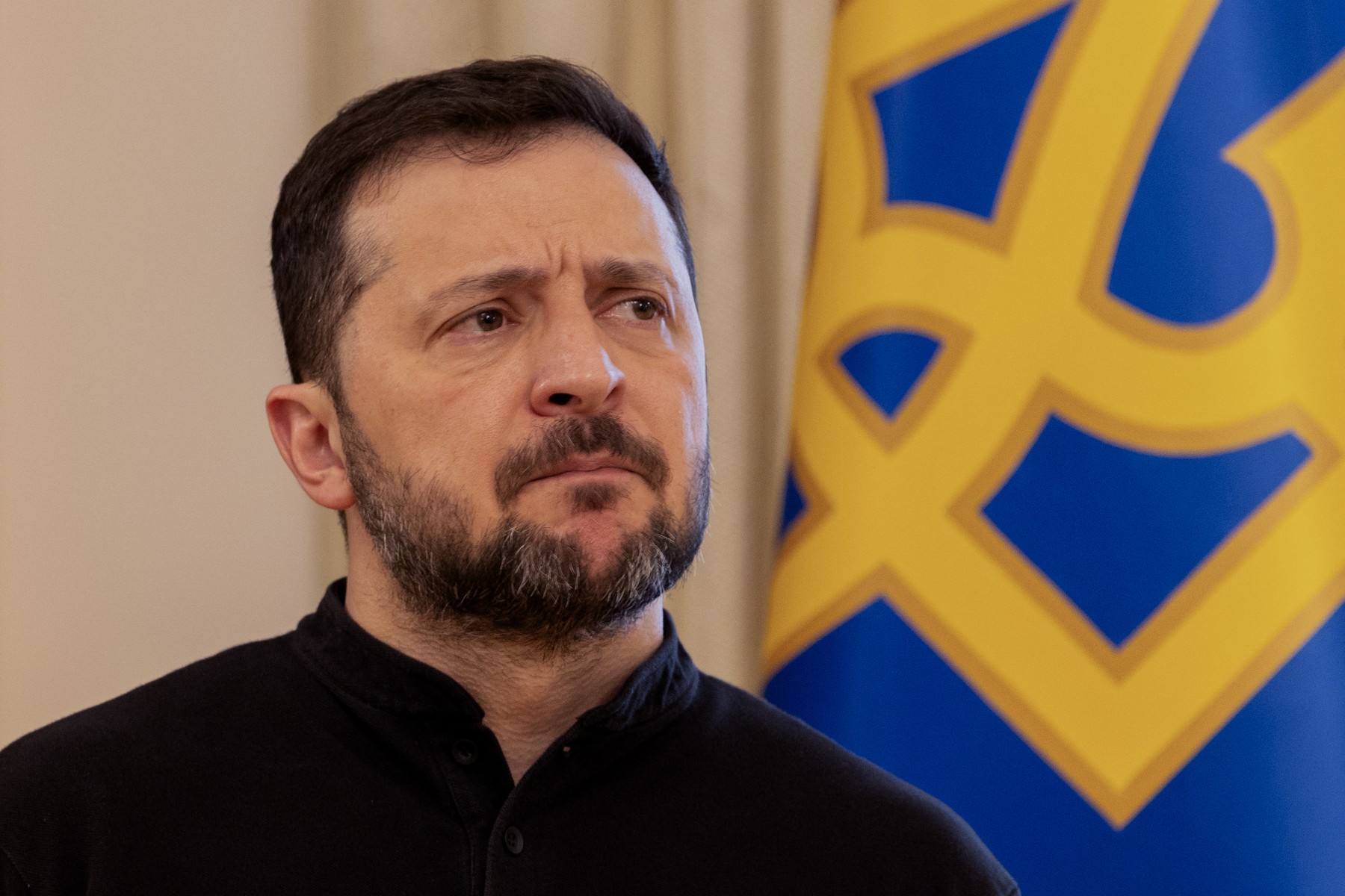 Ukraine's President Volodymyr Zelensky gives a press conference in Kyiv on February 19, 2025, amid the Russian invasion of Ukraine. Ukrainian President Volodymyr Zelensky said on February 19, 2025 that Russia's leadership are "liars" after a Russian drone attack overnight that followed talks in Saudi Arabia between Russian and US officials.,Image: 966031794, License: Rights-managed, Restrictions: ALTERNATIVE CROP, Model Release: no, Credit line: Tetiana DZHAFAROVA / AFP / Profimedia