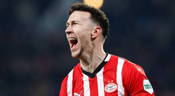 EINDHOVEN, 19-02-2025, Philips Stadium, UEFA Champions League season 2024/25, match between PSV and Juventus, PSV player Ivan Perisic celebrating the 1-0 PSV - Juventus x27944004x Copyright:,Image: 966173962, License: Rights-managed, Restrictions: PUBLICATIONxNOTxINxNED, Model Release: no, Credit line: IMAGO / imago sportfotodienst / Profimedia