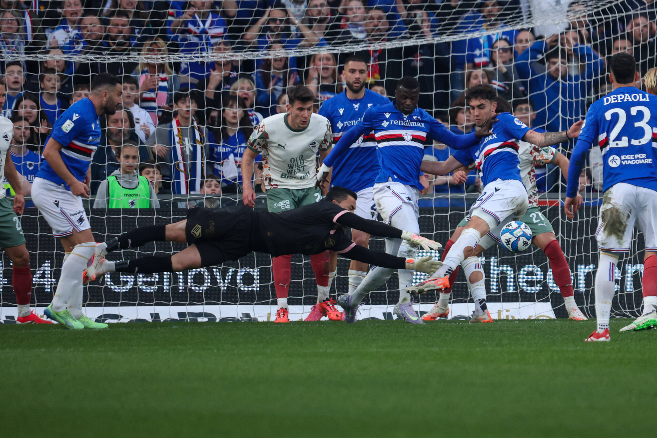 Serie B, Day 29, Genova, Stadio Ferraris, Sampdoria - Palermo, in the photo: savage Audero during UC Sampdoria vs Palermo FC, Italian soccer Serie B match in Genoa, Italy, March 08 2025 PUBLICATIONxNOTxINxITA Copyright: xGabrielexSiri/IPAxSportx/xipa-agency.netx/xx IPA_55076120 IPA_Agency_IPA55076120