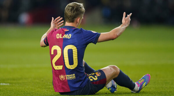 FC Barcelona, Barca CA Osasuna. La Liga EA Sports match. Date 27 Dani Olmo of FC Barcelona penalty during the La Liga EA Sports match between FC Barcelona and CA Osasuna played at Lluis Companys Stadium on 27 March 2025 in Barcelona, Spain. kpng Copyright: xSergioxRuizx/xImagox PS_250327_BAR_OSA_009