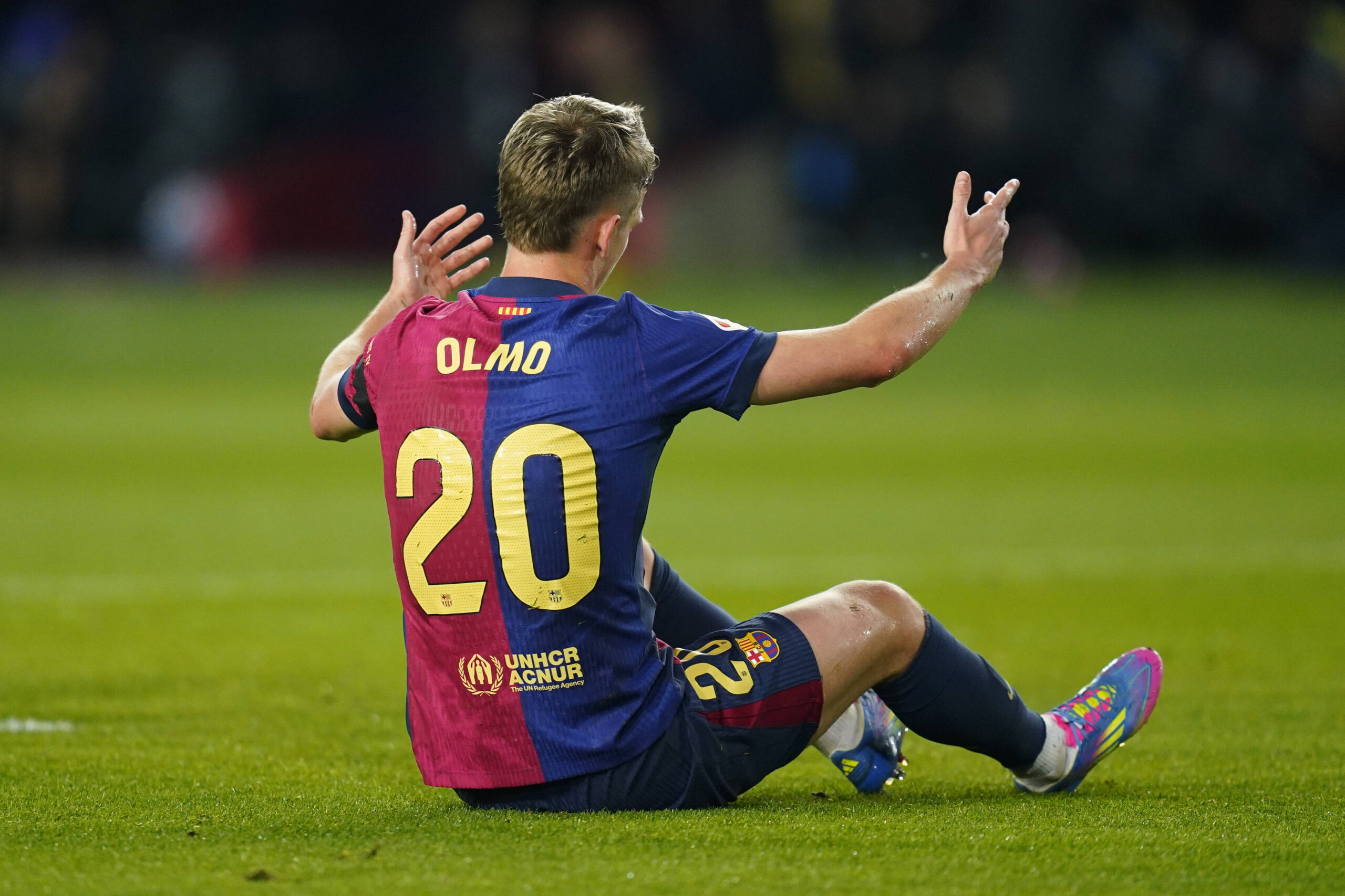 FC Barcelona, Barca CA Osasuna. La Liga EA Sports match. Date 27 Dani Olmo of FC Barcelona penalty during the La Liga EA Sports match between FC Barcelona and CA Osasuna played at Lluis Companys Stadium on 27 March 2025 in Barcelona, Spain. kpng Copyright: xSergioxRuizx/xImagox PS_250327_BAR_OSA_009