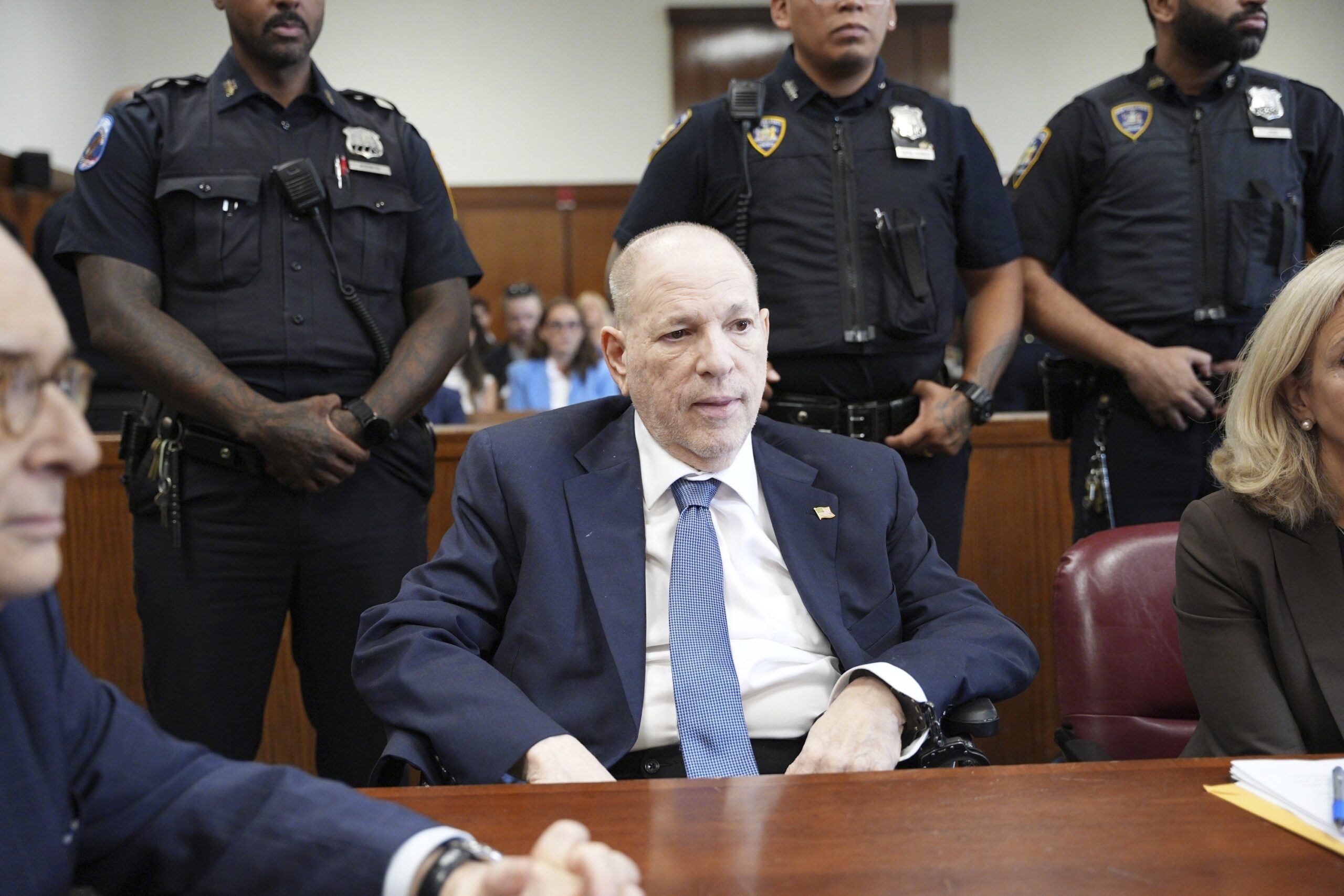 Former film producer Harvey Weinstein appears in Manhattan Criminal Court in New York, Tuesday, July 9, 2024. (Curtis Means /Pool Photo via AP)