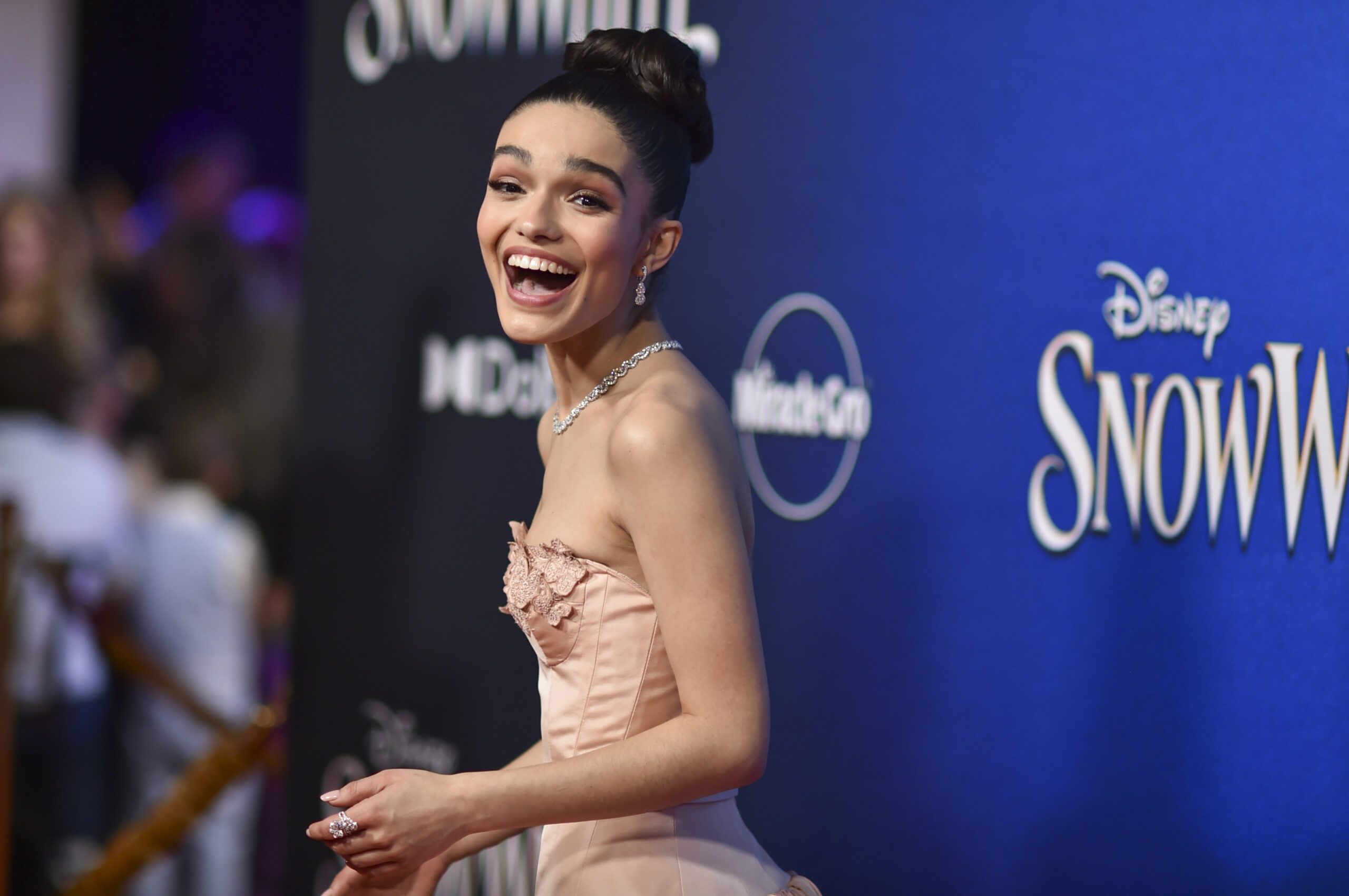Rachel Zegler arrives at the premiere of "Snow White" on Saturday, March 15, 2025, in Los Angeles. (Photo by Richard Shotwell/Invision/AP)