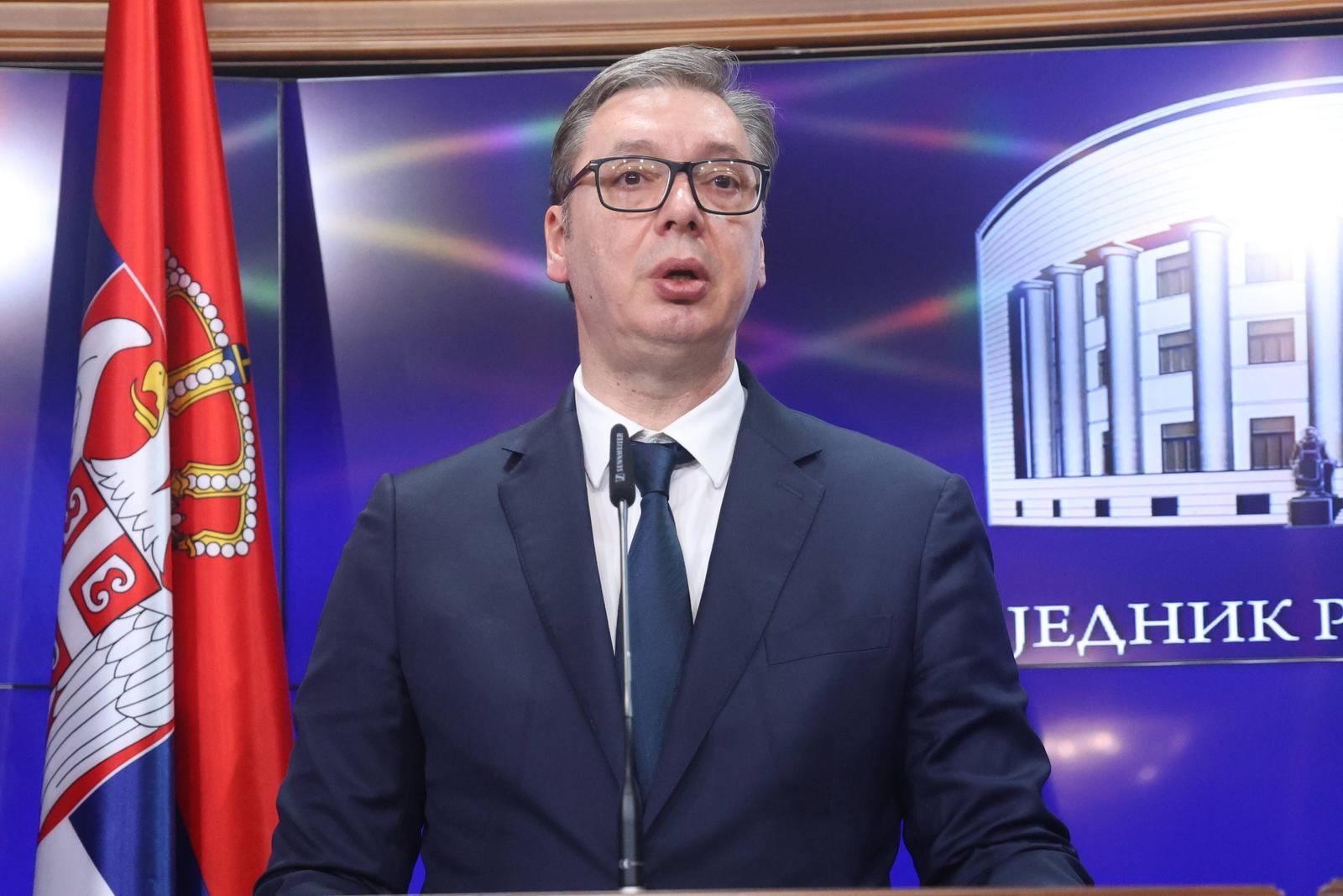 26, February, 2025, Banja Luka - The press conference of the President of the Republic of Srpska Milorad Dodik and the President of the Republic of Serbia Aleksandar Vucic was held at the Palace of the Republic in Banja Luka. Aleksandar Vucic. Photo: Borislav Zdrinja/ZIPAPHOTO/ATAImages

26, februar, 2025, Banja Luka - Konferencija za medije predsednika Republike Srpske Milorada Dodika i predsednika Republike Srbije Aleksandara Vucica odrzan je u Palati Republike u Banjaluci. Photo: Borislav Zdrinja/ZIPAPHOTO/ATAImages Photo: Borislav Zdrinja/ATAImages/PIXSELL