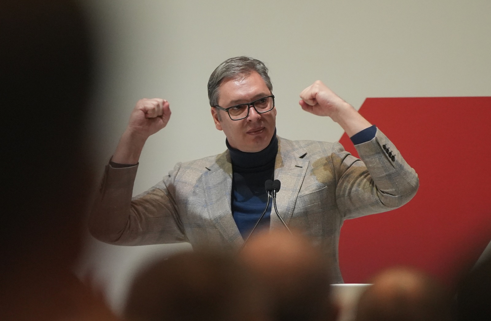 10, March, 2025, Belgrade - The Serbian Progressive Party held a session of the Main Board of the SNS in the Sava center. Aleksandar Vucic. Photo: Antonio Ahel/ATAImages

10, mart, 2025, Beograd - Srpska napredna stranka je odrzala sednicu Glavnog odbora SNS-a  u Sava centru. Photo: Antonio Ahel/ATAImages Photo: Antonio Ahel/AtaImages/PIXSELL