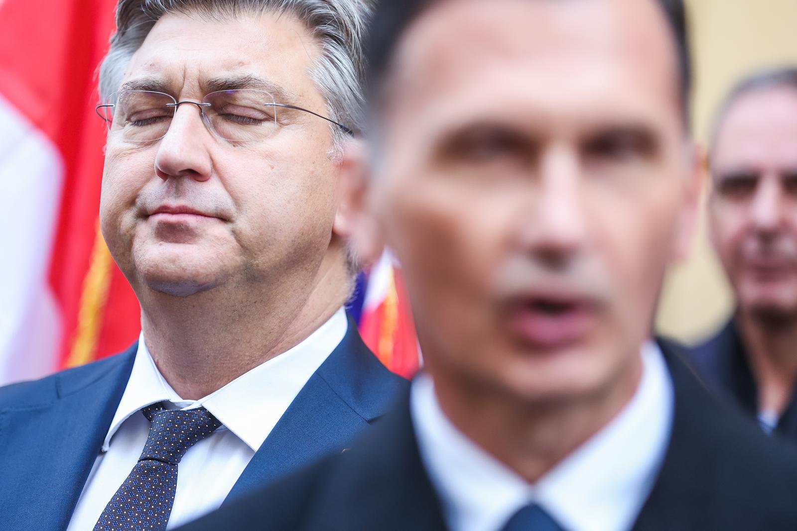 04.12.2024., Zagreb - Predaja prijedloga kandidature za predsjednika Republike Drzavnom izbornom povjerenstvu kandidata HDZ-a za predsjednika Republike Hrvatske Dragana Primorca. Andrej Plenkovic Photo: Slavko Midzor/PIXSELL