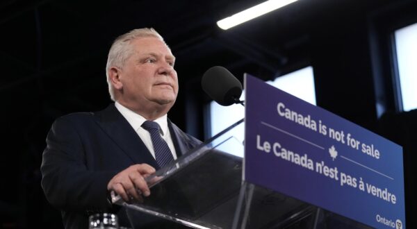 Ontario Premier Doug Ford speaks to the media at the Queens Park Legislature in Toronto, on Monday, March 10, 2025. THE CANADIAN PRESS/Chris Young Photo: CHRIS YOUNG/PRESS ASSOCIATION