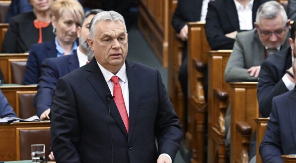 epa11921741 Hungarian Prime Minister Viktor Orban responds to the speeches of parliamentary faction leaders at the start of the spring session of the National Assembly in Budapest, Hungary, 24 February 2025.  EPA/ZOLTAN MATHE HUNGARY OUT