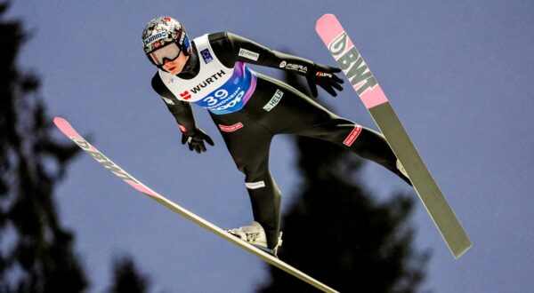 epa11935269 Marius Lindvik of Norway soars through the air during the Ski Jumping Individual Normal Hill
Men at the FIS Nordic World Ski Championships in Trondheim, Norway, 02 March 2025.  EPA/Terje Pedersen  NORWAY OUT
