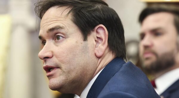 US Secretary of State Marco Rubio speaks while attending a meeting between US President Donald Trump and Ukrainian President Volodymyr Zelensky in the Oval Office of the White House in Washington, DC, USA, 28 February 2025. Zelensky is in Washington to sign the framework of a deal, pushed by President Trump, to share Ukraines’s mineral wealth with the US. At right is US Vice President JD Vance.
Credit: Jim LoScalzo / Pool via CNP/AdMedia Photo: CNP/AdMedia/NEWSCOM