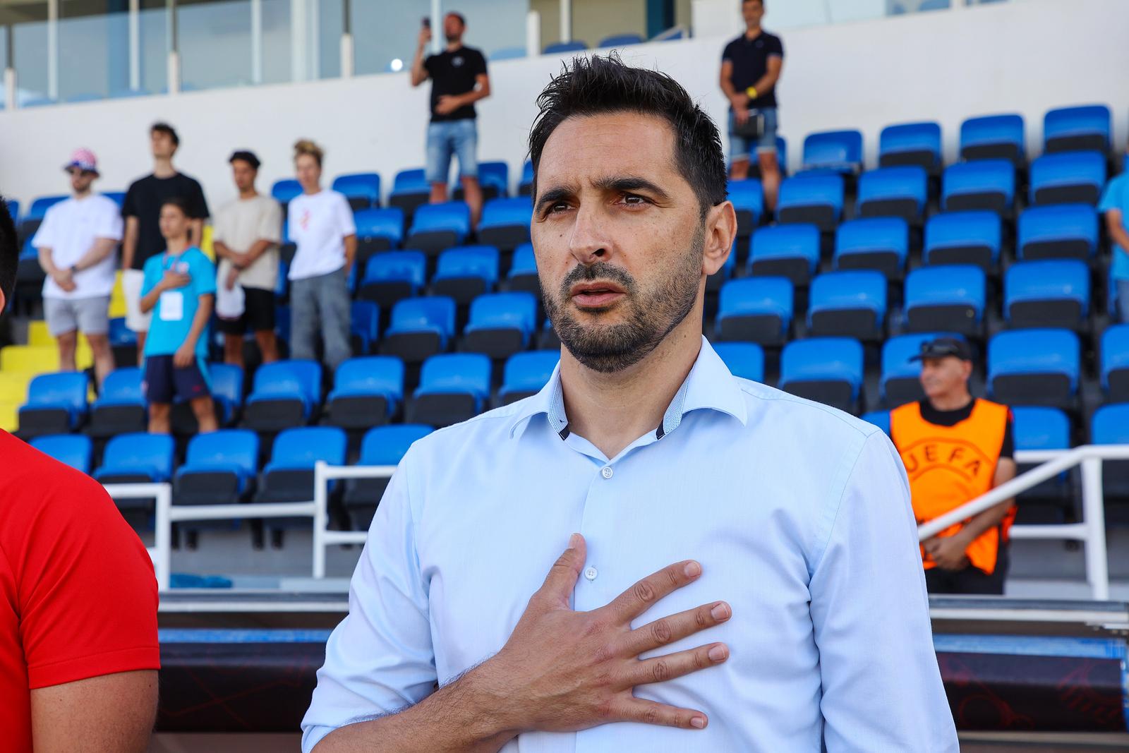 Achna, Cyprus, May 26th 2024: Head coach of Croatia Marijan Budimir before the UEFA European Under-17 Championship match between Wales and Croatia at Dasaki Achnas Stadium, in Achna, Cyprus.  (Chara Savvidou / SPP) (Photo by Chara Savvidou / SPP/Sipa USA) Photo: Sports Press Photo/SIPA USA