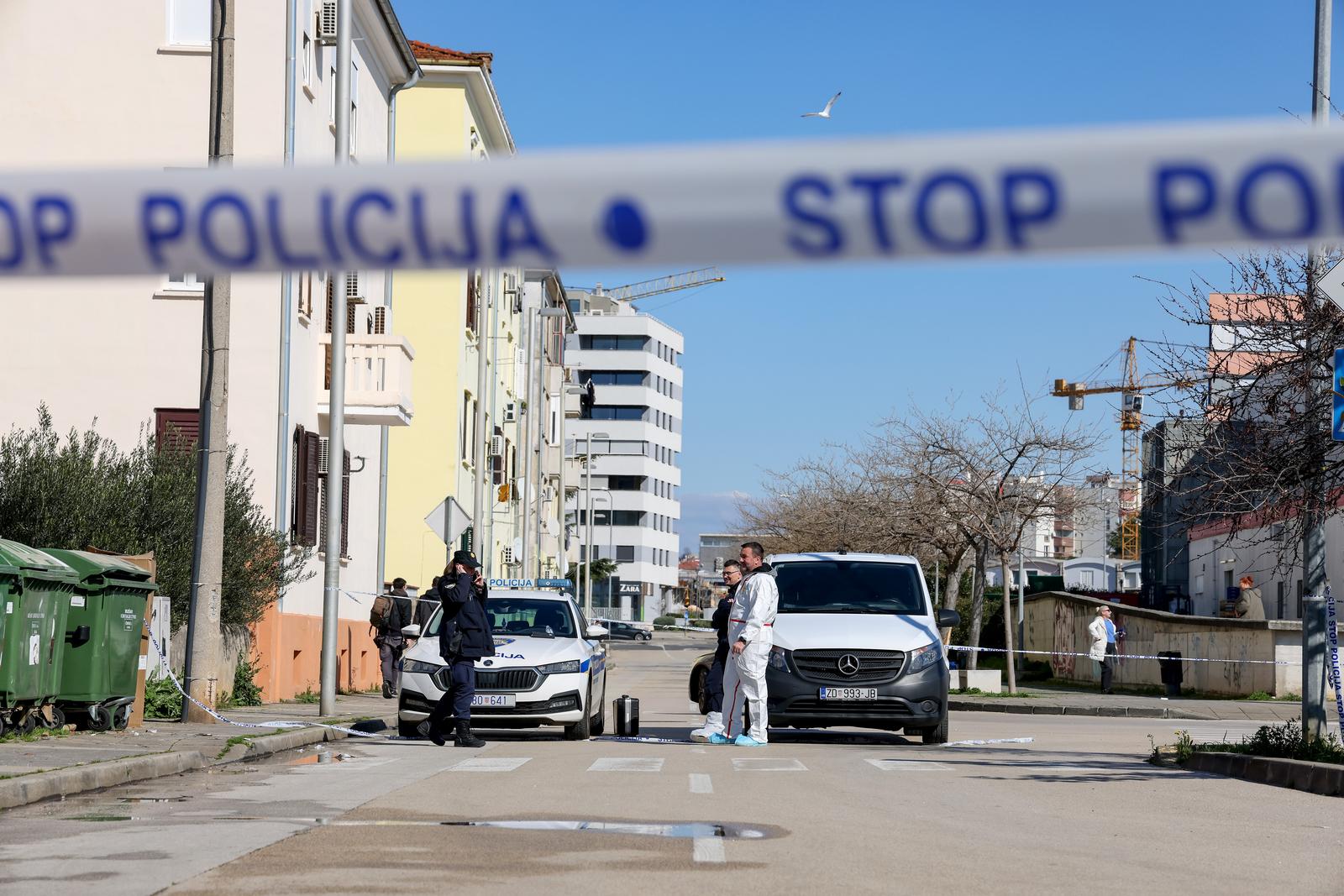 02.03.2025., Zadar - Mjesto na kojem je napadnut muskarac koji je preminuo u bolnici Photo: Sime Zelic/PIXSELL
