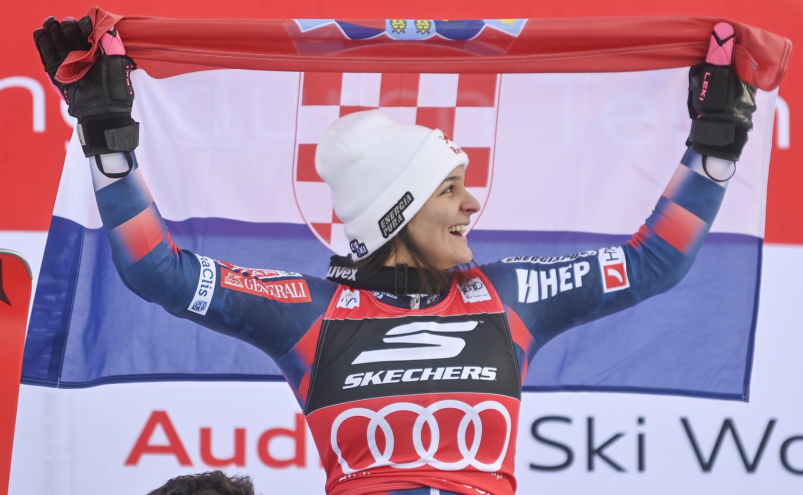 05.01.2025., Kranjska Gora, Slovenija - Utrka zenskog slaloma FIS Svjetskog skijaskog kupa. Zrinka Ljutic pobjednica je utrke. Photo: Igor Soban/PIXSELL