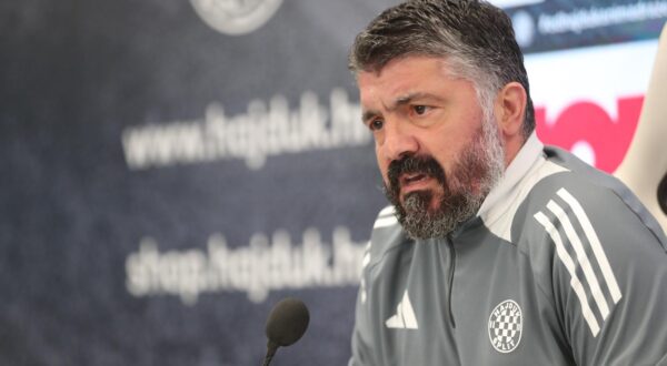 07.02.2025., Split - Trener Hajduka Gennaro Gattuso na konferenciji za medije u novinarskom salonu stadiona Poljud najavio je utakmicu 21. kola SuperSport HNL-a izmedju Hajduka i Varazdina. Photo: Ivo Cagalj/PIXSELL