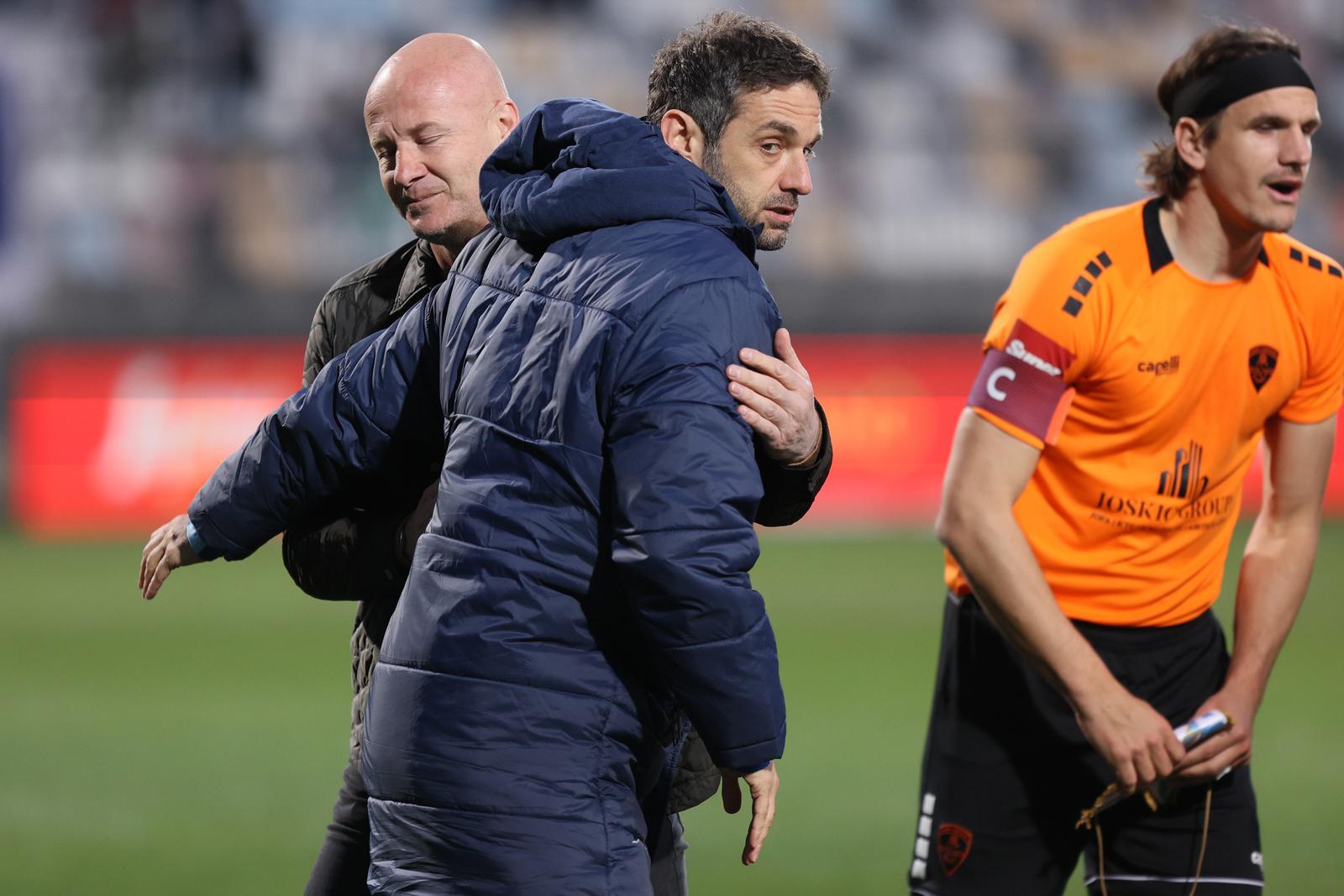 7.3.2025.., stadion Rujevica, Rijeka - SuperSport HNL, 24. kolo, HNK Rijeka - HNK Sibenik. Rajko Vidovic, Radomir Djalovic Photo: Nel Pavletic/PIXSELL