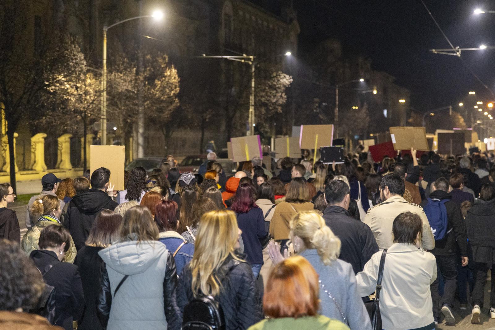 08.03.2025., Osijek - Nocni mars u Osijeku, mirni prosvjedu i borba za zenska prava i ravnopravnost.
 Photo: Borna Jaksic/PIXSELL