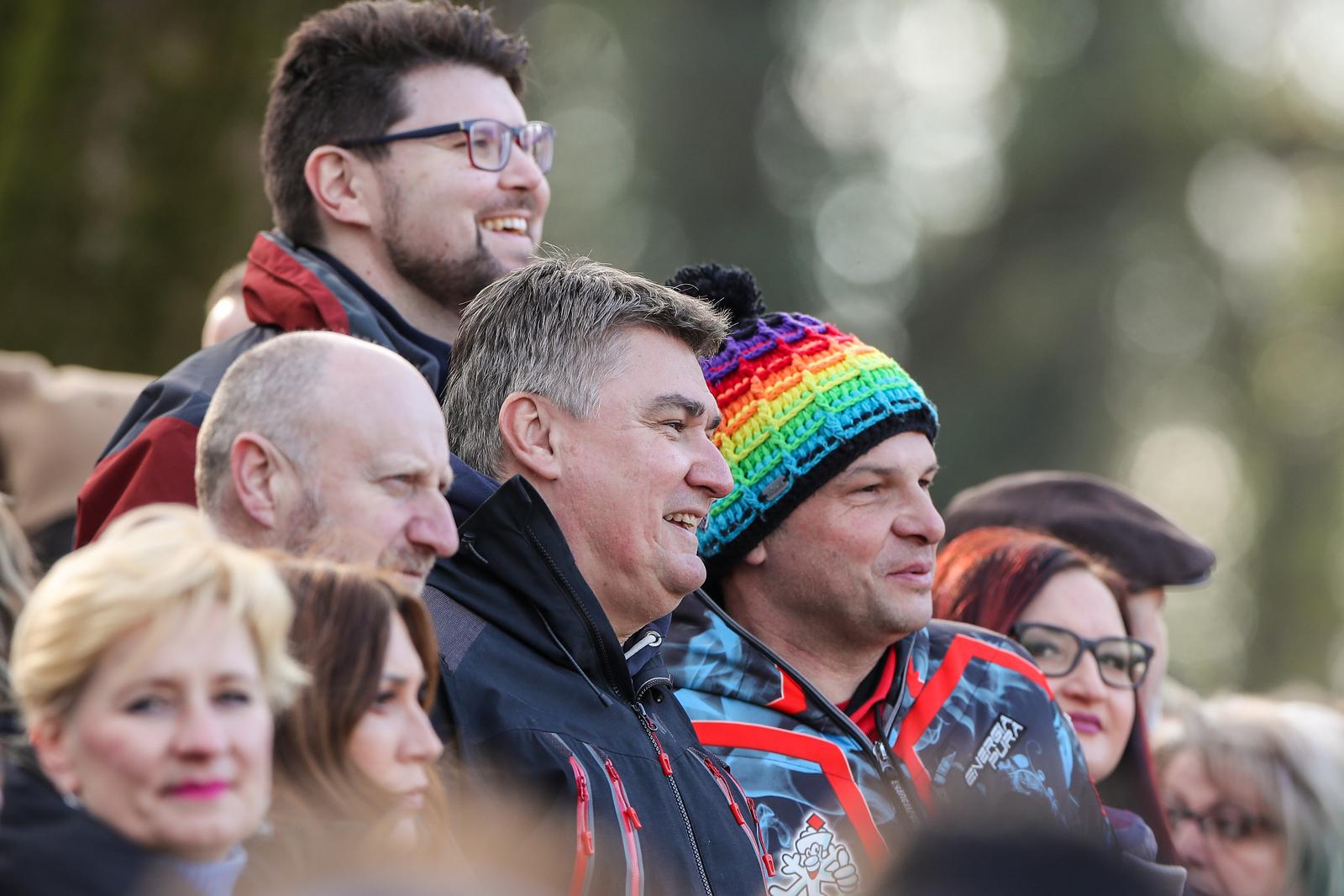 11.02.2023., Donja Stubica - Obiljezavanje 450. obljetnice i uprizorenja Seljacke bune kod dvorca Stubicki Golubovec. Povijesna bitka ove godine slavi i 15 godina uprizorenja, a posjetitelji ce imati priliku vidjeti ozivljenu Seljacku bunu – Bitku kod Stubice izmedju kmetova, predvodjenih Matijom Gupcem, protiv zloglasnog plemica Franje Tahija i njegove vojske.Zoran Milanovic, Pedja Grbin, Sinisa Hajdas Doncic  Photo: Luka Stanzl/PIXSELL