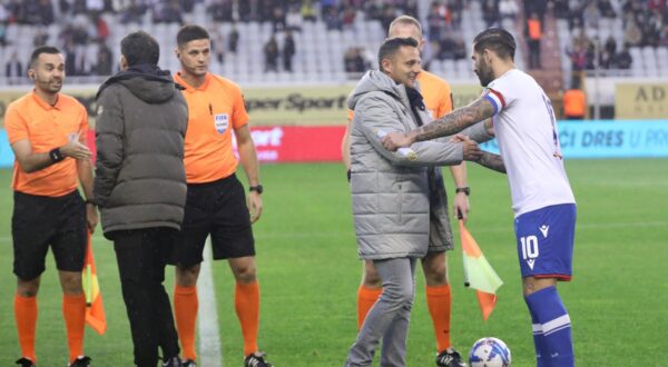 12.11.2023., Split - SuperSport prva Hrvatska nogometna liga, 15. kolo, HNK Hajduk - NK Varazdin. Mario Kovacevic, Marko Livaja

 Photo: Ivo Cagalj/PIXSELL