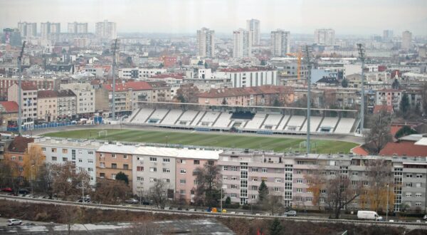 13.12.2021., Zagreb - Pogled na nogometni stadion u Kranjcevicevoj ulici sa 17 kata hotela Westin. Photo: Sanjin Strukic/PIXSELL