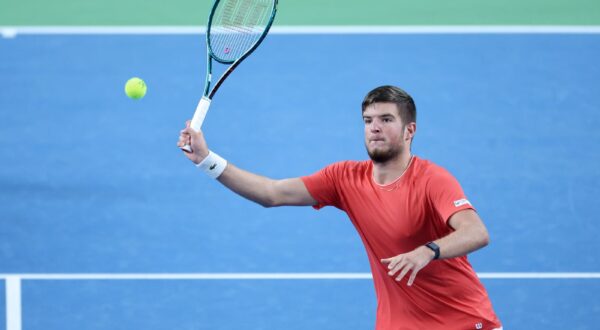 14.09.2024., Varazdin - Davis Cup Svjetska skupina I, susret Hrvatske i Litve. Mec parova izmedju Mate Pavica i Mili Poljicka protiv Edasa Butvilasa i Viliusa Gaubasa. Mili Poljicak Photo: Sanjin Strukic/PIXSELL