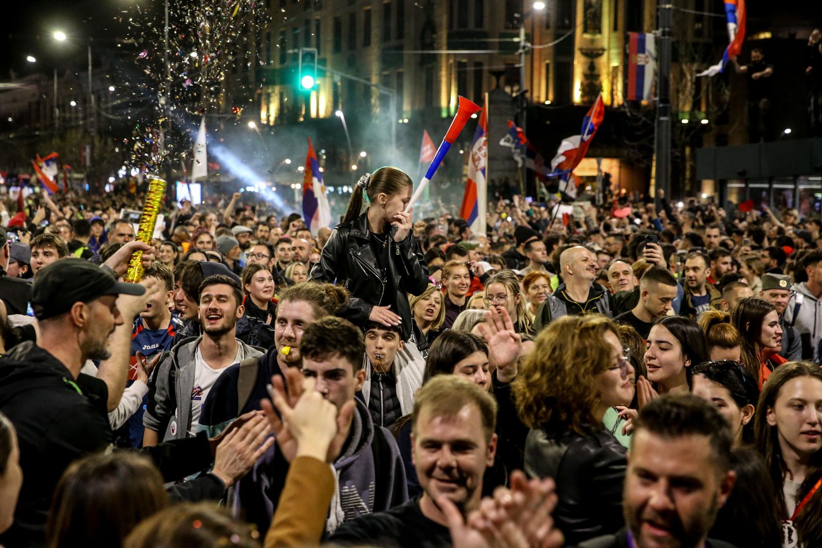 14, March, 2025, Belgrade - A reception was organized at Terazije for students who arrived in Belgrade from several directions. Photo: F.S./ATAImages

14, mart, 2025, Beograd - Na Terazijama je organizovan docek za studente koji su iz vise pravaca stigli u Beograd. Photo: F.S./ATAImages Photo: F.S./ATAImages/PIXSELL