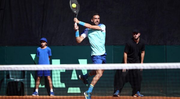 17.09.2023., Mostar, Bosna i Hercegovina - Davisov kup, Svjetska skupina I, Bosna i Hercegovina - Njemacka, treci mec: Damir Dzumhur i Nerman Fatic - Daniel Altmaier i Yannick Hanfmann. Photo: Denis Kapetanovic/PIXSELL