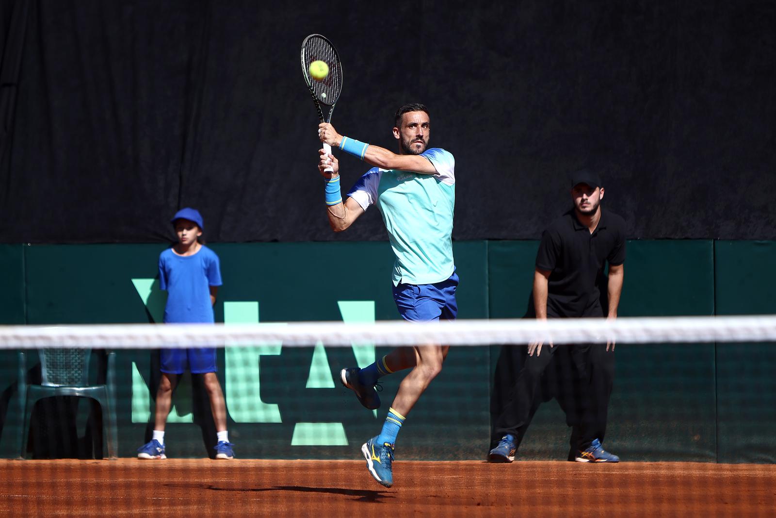 17.09.2023., Mostar, Bosna i Hercegovina - Davisov kup, Svjetska skupina I, Bosna i Hercegovina - Njemacka, treci mec: Damir Dzumhur i Nerman Fatic - Daniel Altmaier i Yannick Hanfmann. Photo: Denis Kapetanovic/PIXSELL