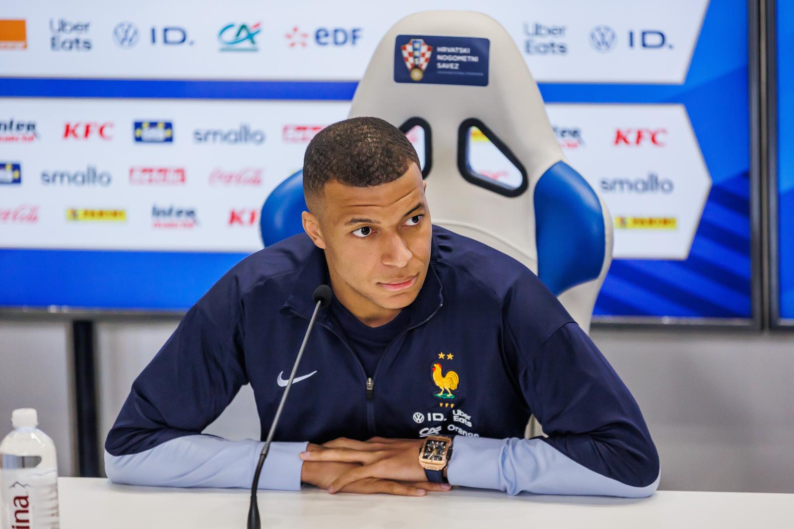 19.03.2025., Split - Konferencija za medije francuske nogometne reprezentacije uoci prve utakmice cetvrtfinala Lige nacija izmedju Hrvatske i Francuske. Kylian Mbappe Photo: Zvonimir Barisin/PIXSELL